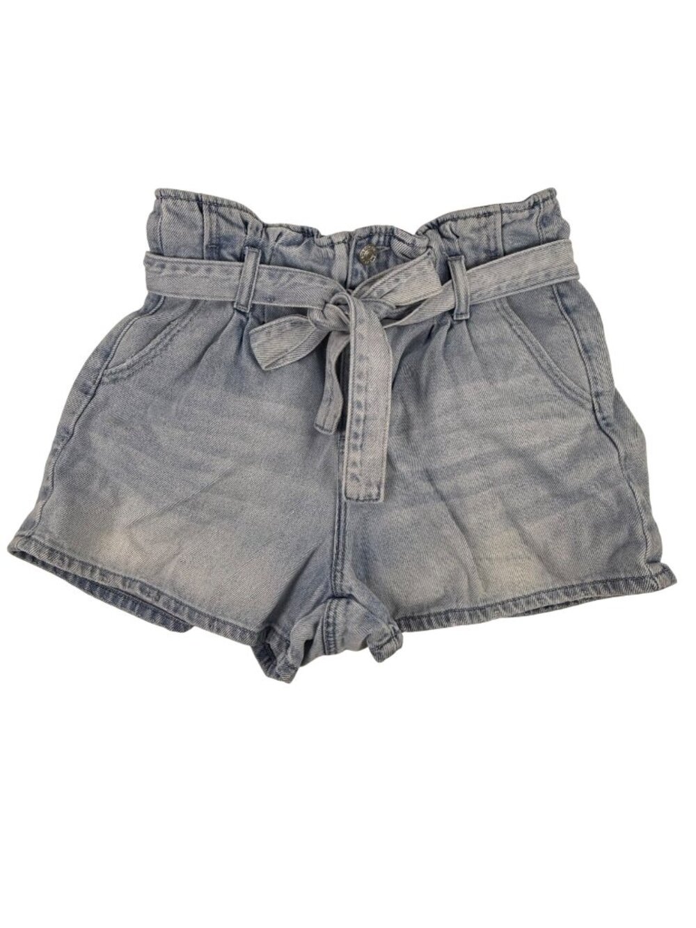 American Eagle Denim Mom Shorts Paper-Bag Waist Tie Belt Size 8